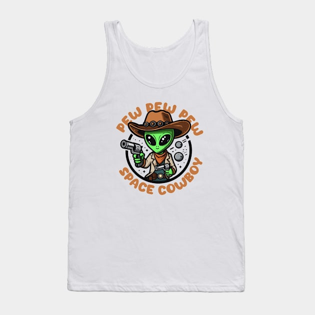 Space Cowboy Funny Alien Tank Top by hippohost